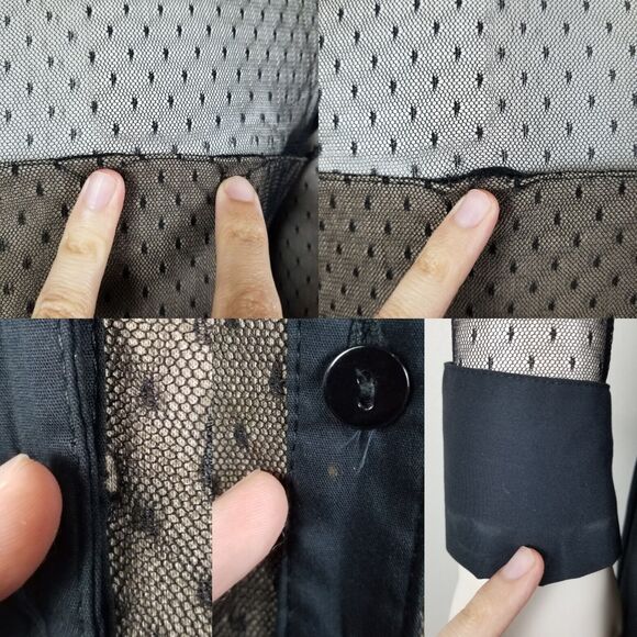 Blanc Nature Vintage Y2K Embroidered Goth Mesh Shirt Size 38 (Cigarette Odor) - Picture 14 of 14